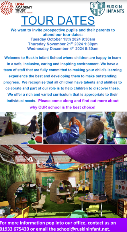 Ruskin Infants Tours Oct 24